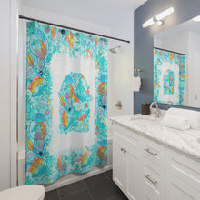 Load image into Gallery viewer, Whimsical Ocean-Themed Shower Curtain with Fishbowl Design