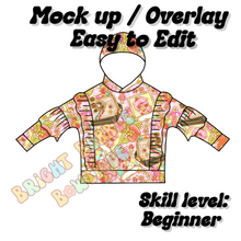 Load image into Gallery viewer, Selah Sweater - Hood arm &amp; bodice ruffles  Mock up
