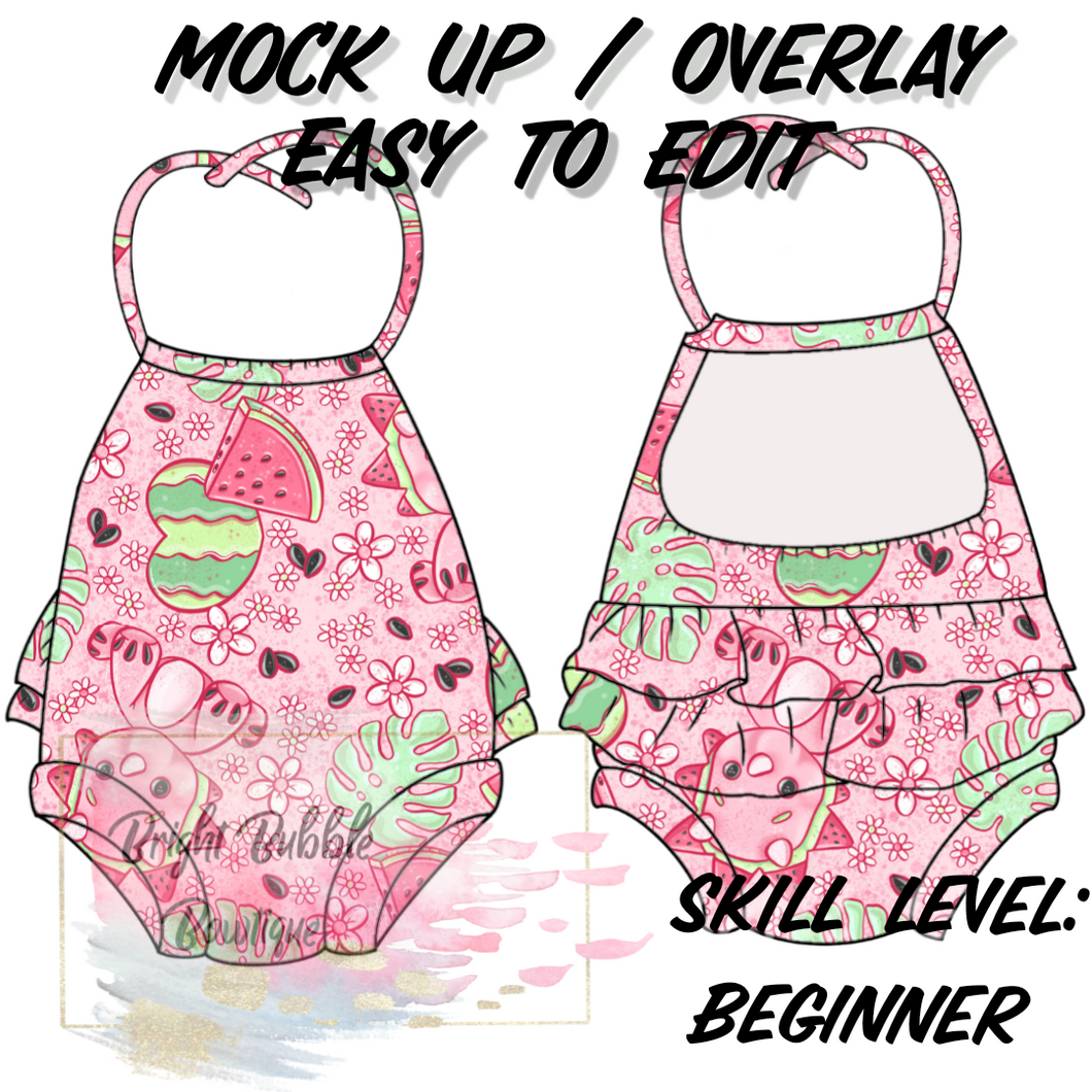 Halter ruffle butt Romper Mock up